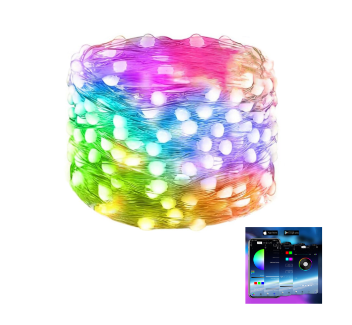 Banda Led 10 Metri, Control bluetooth, Aplicatie, Sincronizare Muzica, IP44 Rezistent la Apa, luminozitate reglabila, USB, Multicolor