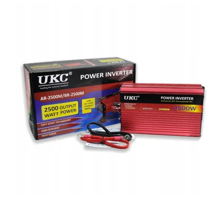 Invertor auto UKC, 2500 - 3000 W, 12V-220V, aluminiu
