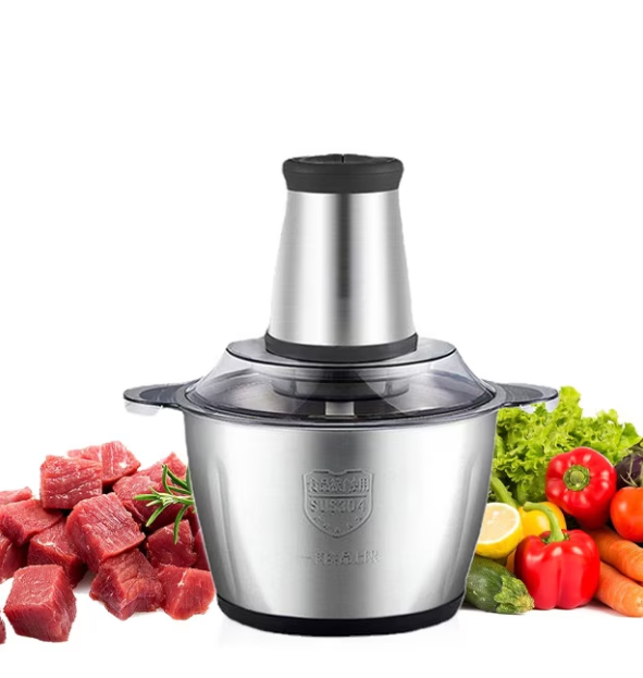 Tocator electric pentru carne si legume, 4 lame din otel inoxidabil de inalta calitate, Capacitate 2L , Recipient din Inox