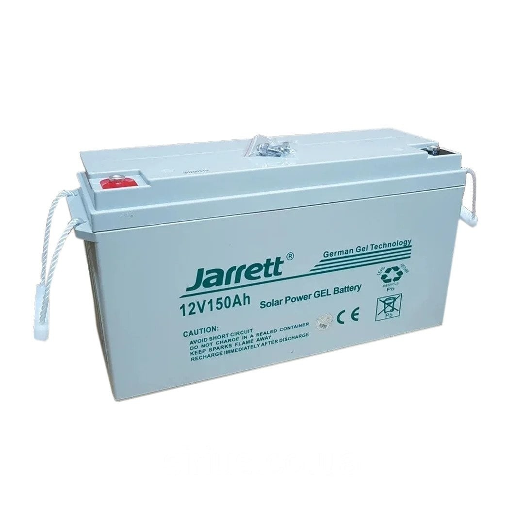 Acumulator solar gel Jarrett High Tech VRLA 12V 150Ah | baterie panouri fotovoltaice | deep cycle | fara mentenanta | durata lunga viata
