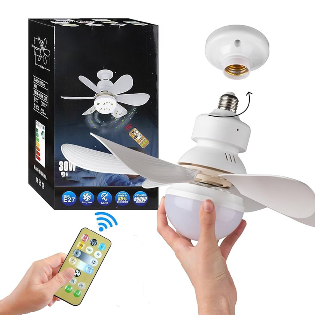 Ventilator de Tavan cu LED | 40W | 6 Pale | 3 Viteze si 3 Moduri Lumina | Telecomanda | Timer Somn | 520mm | Alb