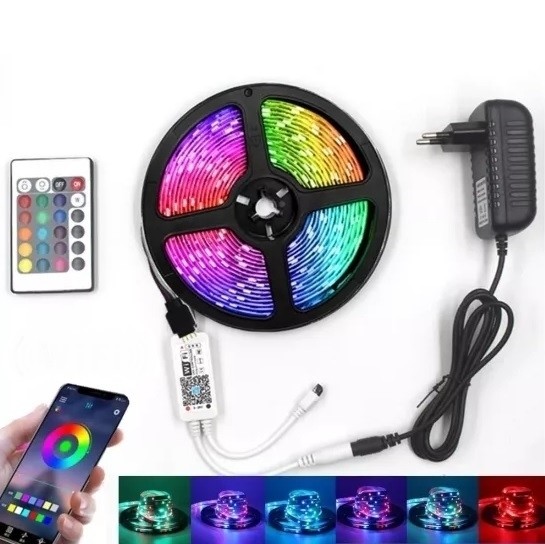Kit banda led RGB ,exterior ip65/interior, control din telecomanda, lumina multicolora, bluetooth