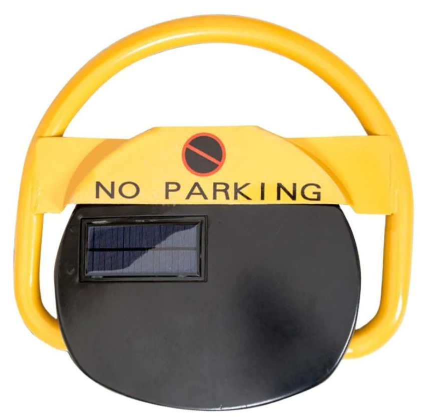 Blocator loc parcare automat solar, cu 2 telecomenzi si alarma, suporta 2 tone, Galben/Negru, rezistent intemperii