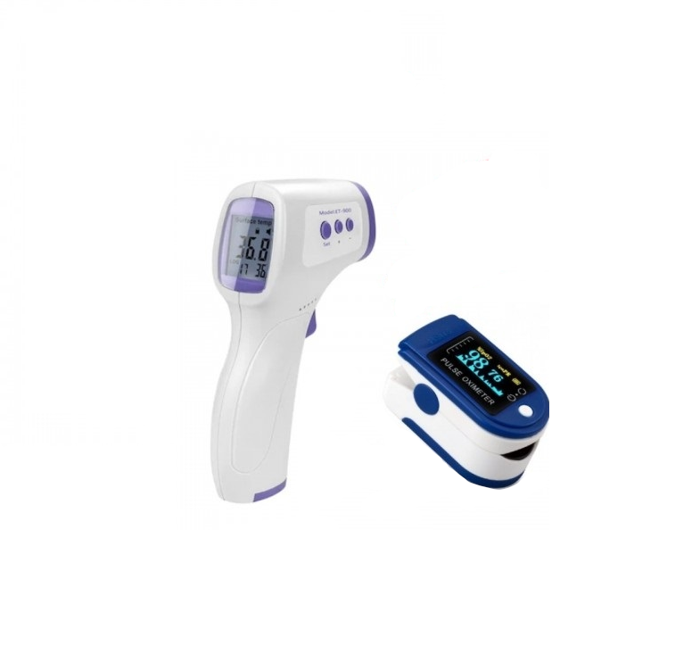 Pachet promotional termometru noncontact, cu infrarosu + pulsoximteru pentru masurarea oxigenului din sange, cu ecran lcd . Aden