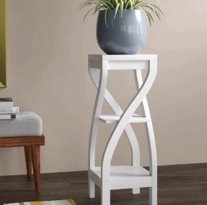 Etajera tip clepsidra cu 3 polite, 80 x 30 cm, alb, PVC