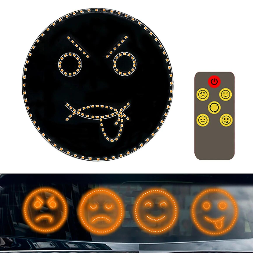Semn LED Auto cu Telecomanda Model Fata, 4 Moduri Vesel, Trist, Infuriat si Limba Scoasa