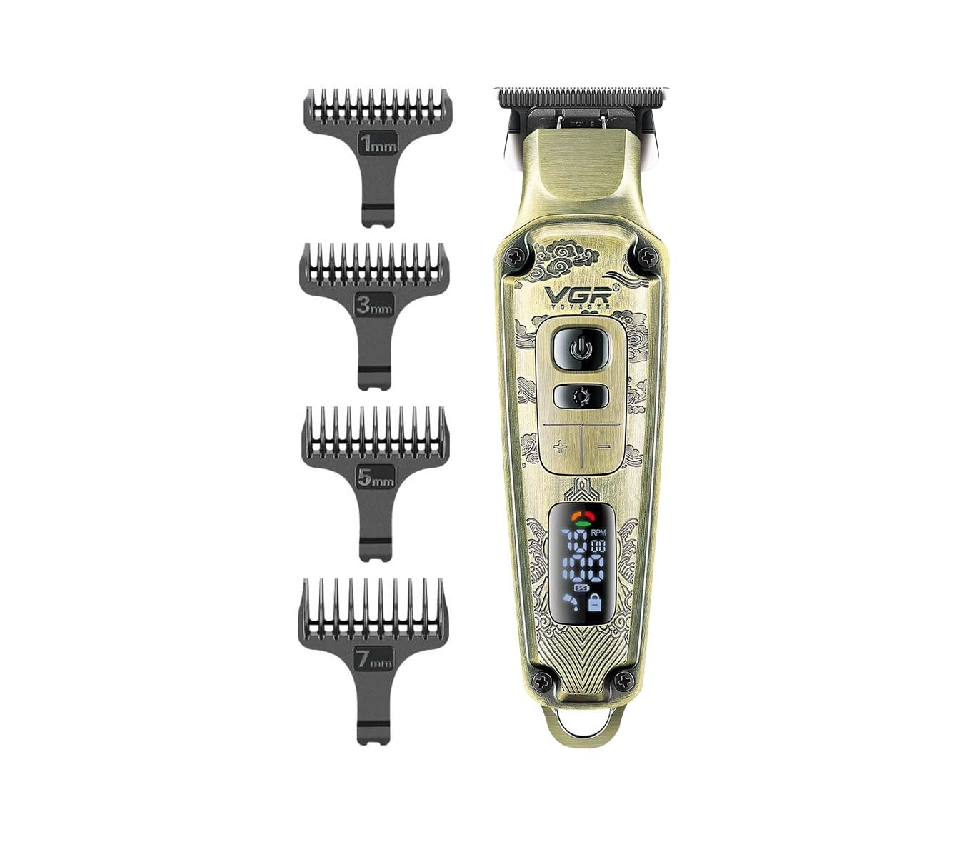 Aparat de tuns profesional, stil vintage, display LED, Auriu, V-901