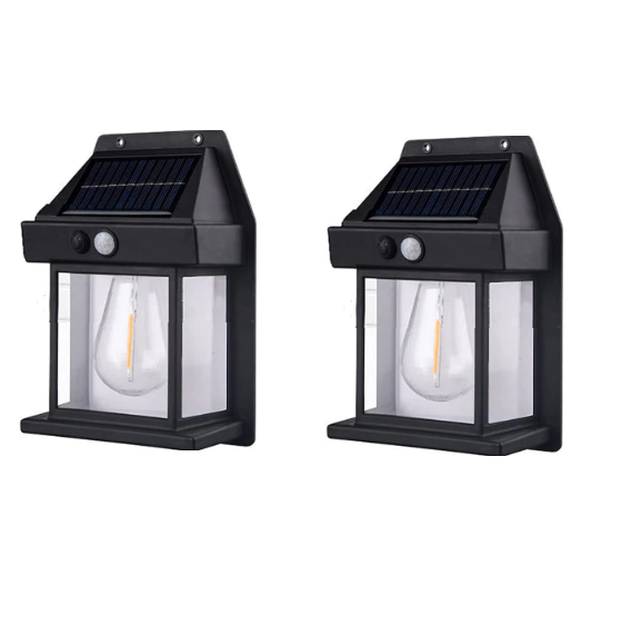 1 + 1 GRATIS - Lampa solara bec de perete LED cu senzor de miscare