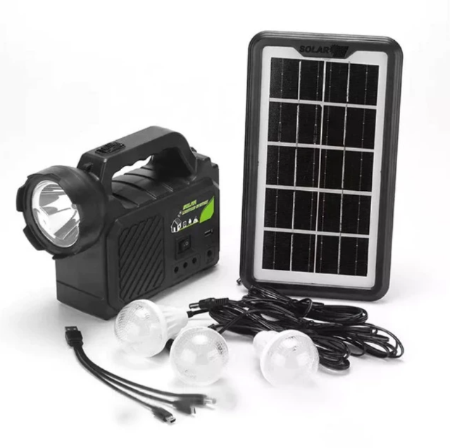 Kit solar GDPlus GD-P30 cu 3 becuri, 24 W, USB