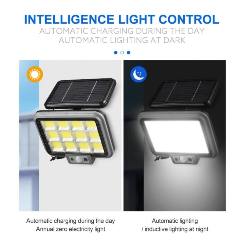 Proiector solar 12 COB senzor de lumina si miscare, cu panou, HS-8021