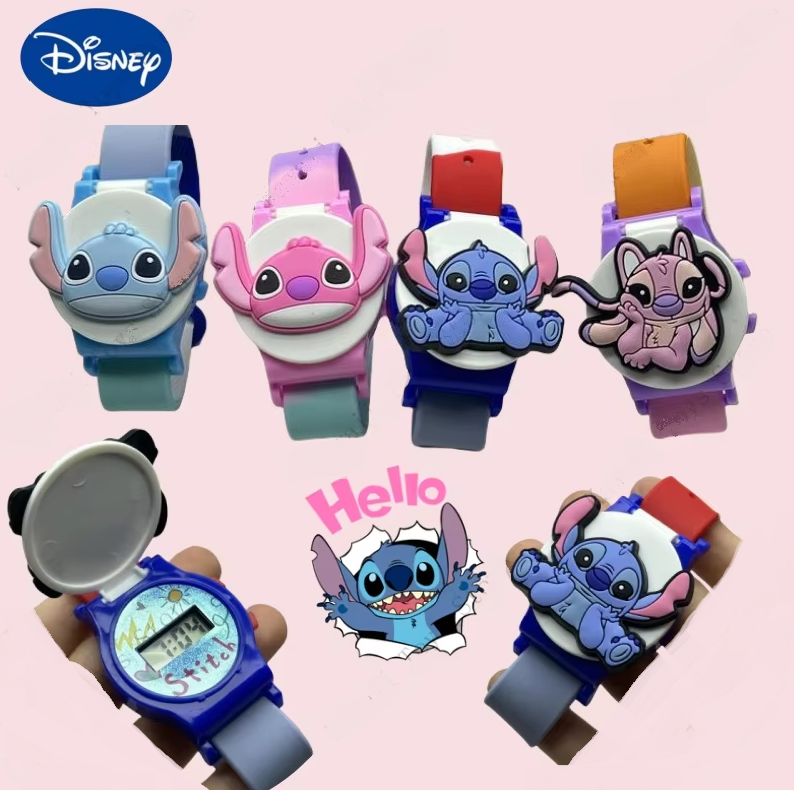 1 + 1 GRATIS - Ceas pentru copii cu Stitch si Angel