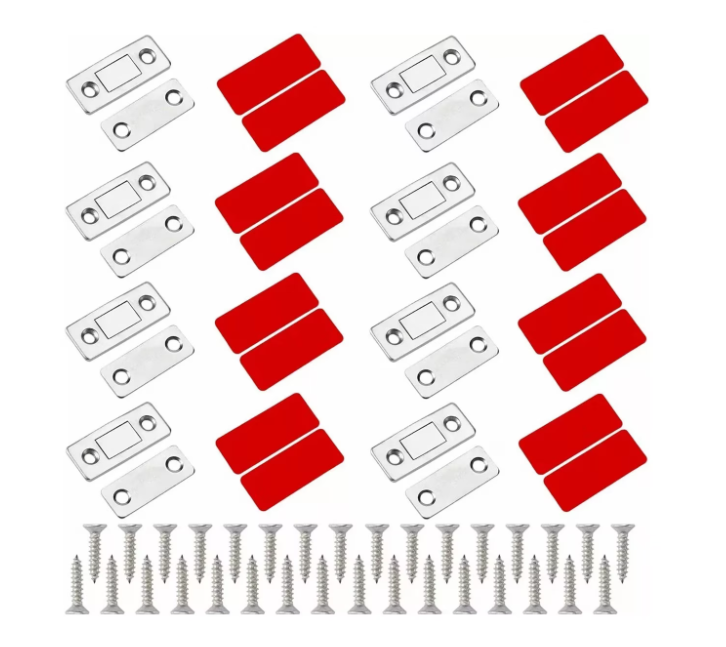 Set de 8 inchizatoare magnetice, cu 32 suruburi, pentru usa, dulap