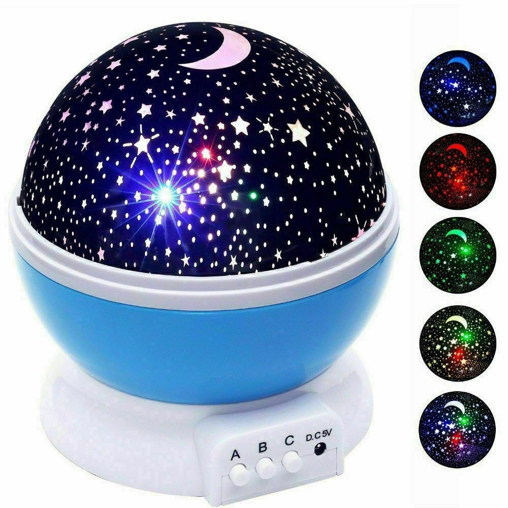 Lampa de Veghe cu Proiector Rotativ cu Stele si Luna 