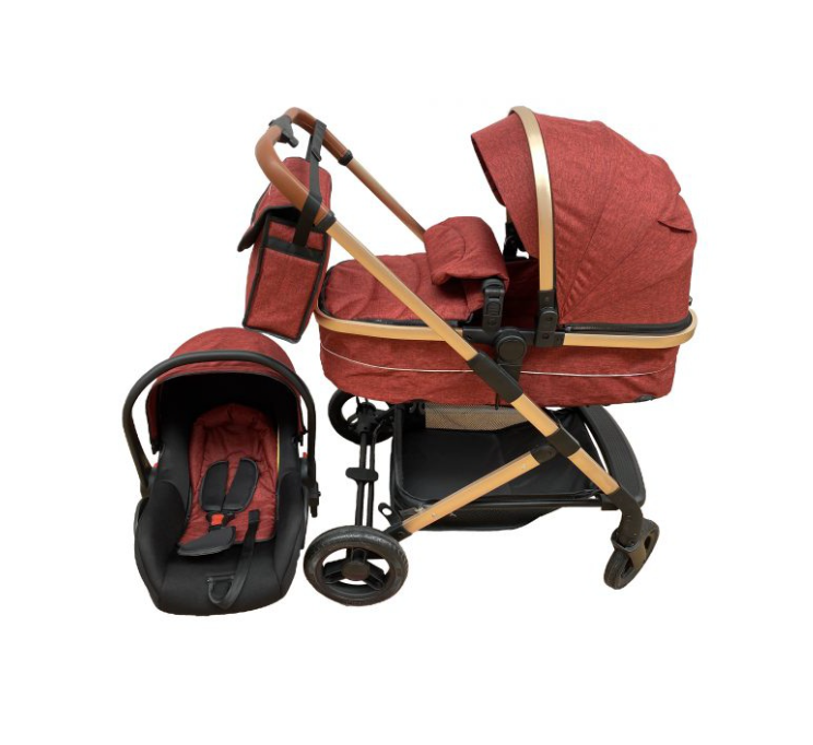 Carucior copii, 3 in 1, ultrapliabil si cu landou reversibil, cu perna reductoare in interior
