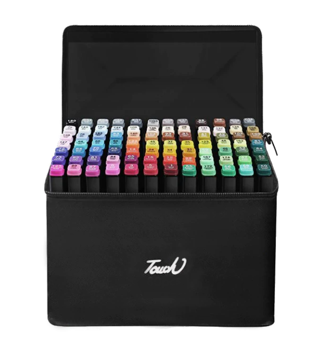 Set 120 Markere, 2 Capete “Subtire Si Gros”, Cu Geanta De Depozitare, Carioci Multicolore