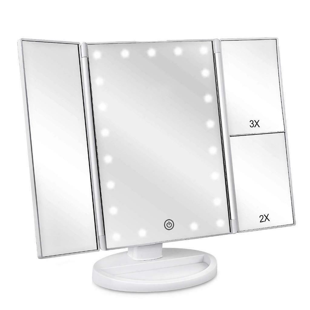 Oglinda cosmetica LED, MT Malatec, rotativa, iluminare reglabila, zoom 2x si 3x Aden