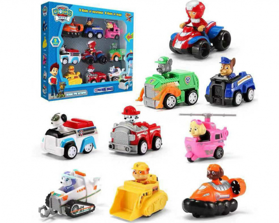 Set 9 masinute Patrula Catelusilor, Multicolor, +3 ANI