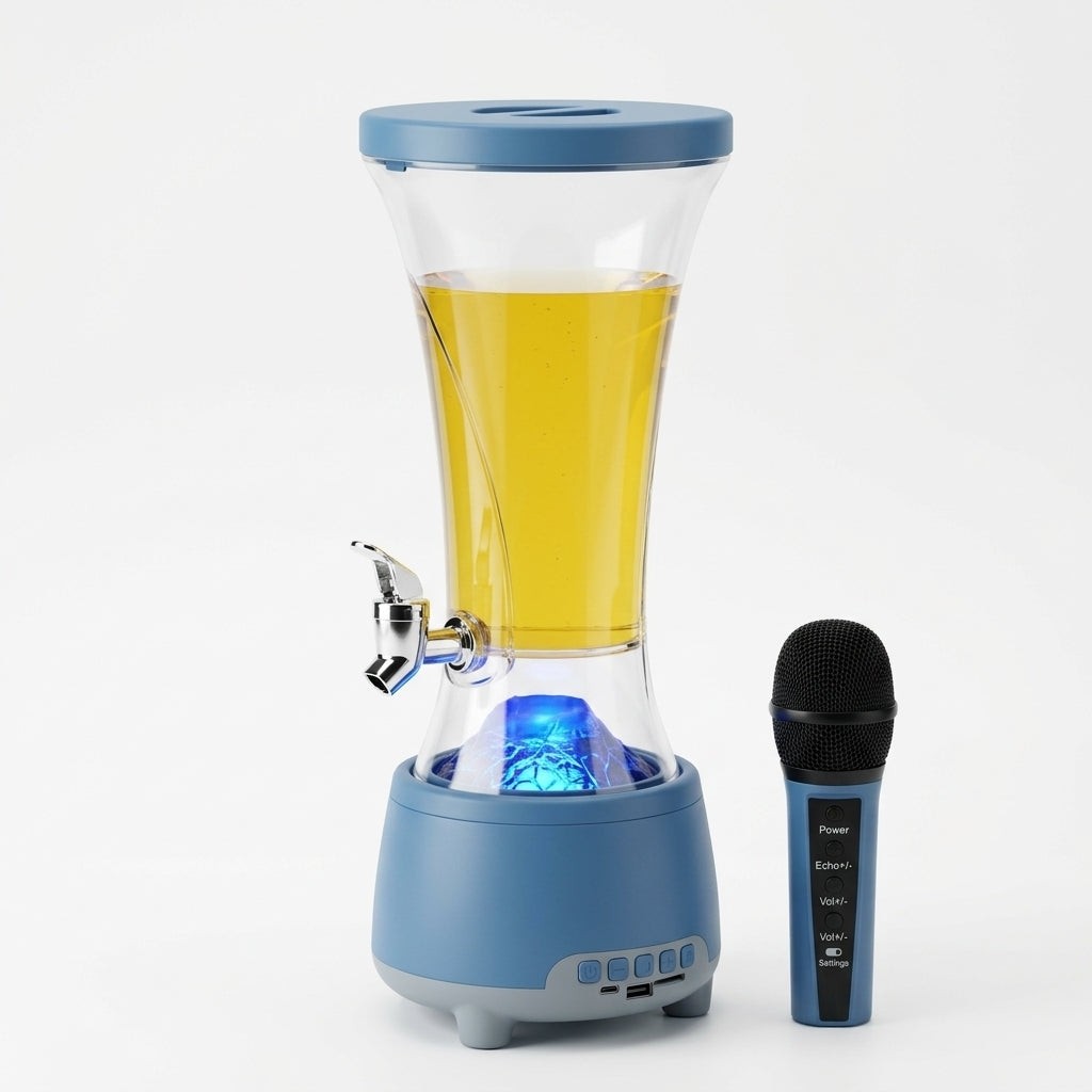 Dozator De Bauturi 3 In 1 | Capacitate 1.5L | Boxa Bluetooth 5.0 | Karaoke Cu Microfon | Lumini LED RGB