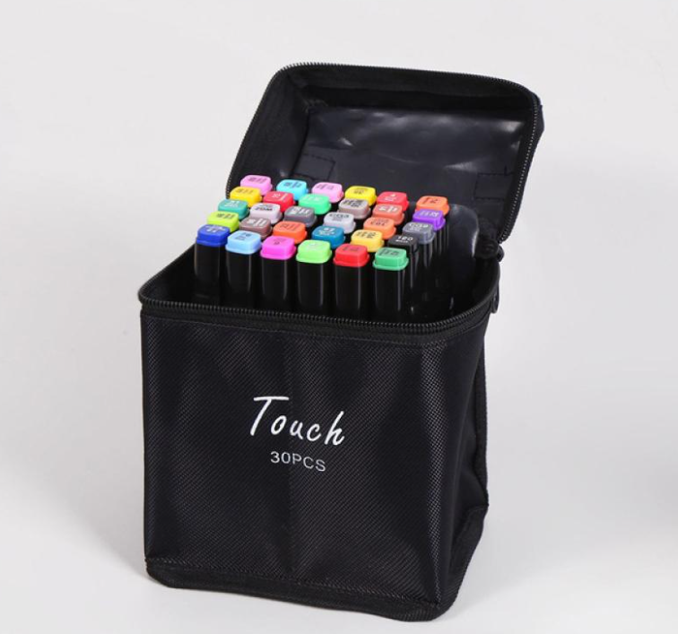 Set 30 Markere, 2 Capete “Subtire Si Gros”, Cu Geanta De Depozitare, Carioci Multicolore