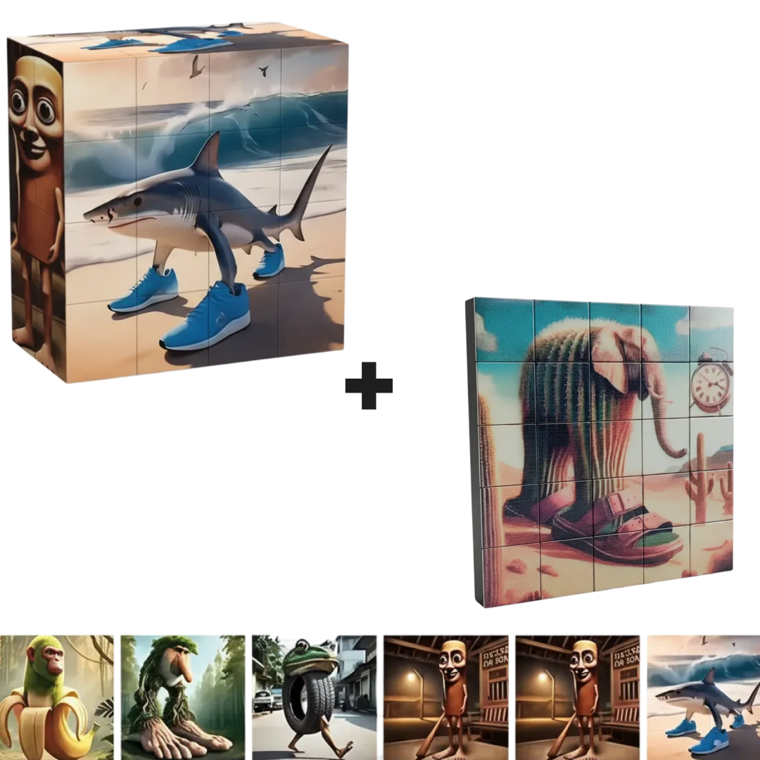 PROMO 1+1 Puzzle Magnetic Educativ Pentru Copii | Cuburi Magnetice 3+ Ani | Joc Creativ Cu Imagini Multiple