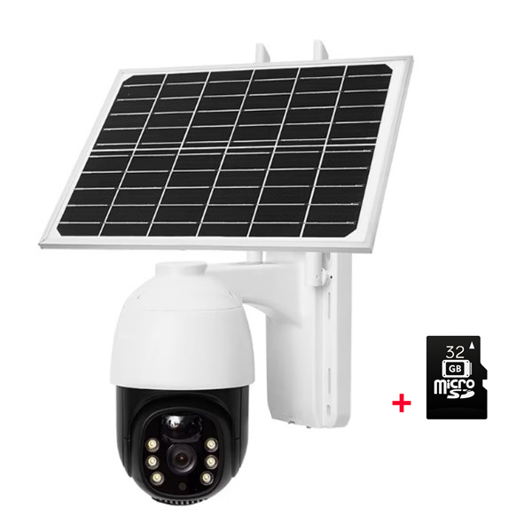 Camera supraveghere, conexiune 4G, 3MP 2048 x 1536 cu panou solar, intelligent tracking, PTZ, WIFI, alarma miscare, rotire 360° + Card Memorie 32GB Cadou