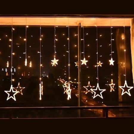Instalatie craciun, perdea luminoasa tip ploaie, stelute multi color