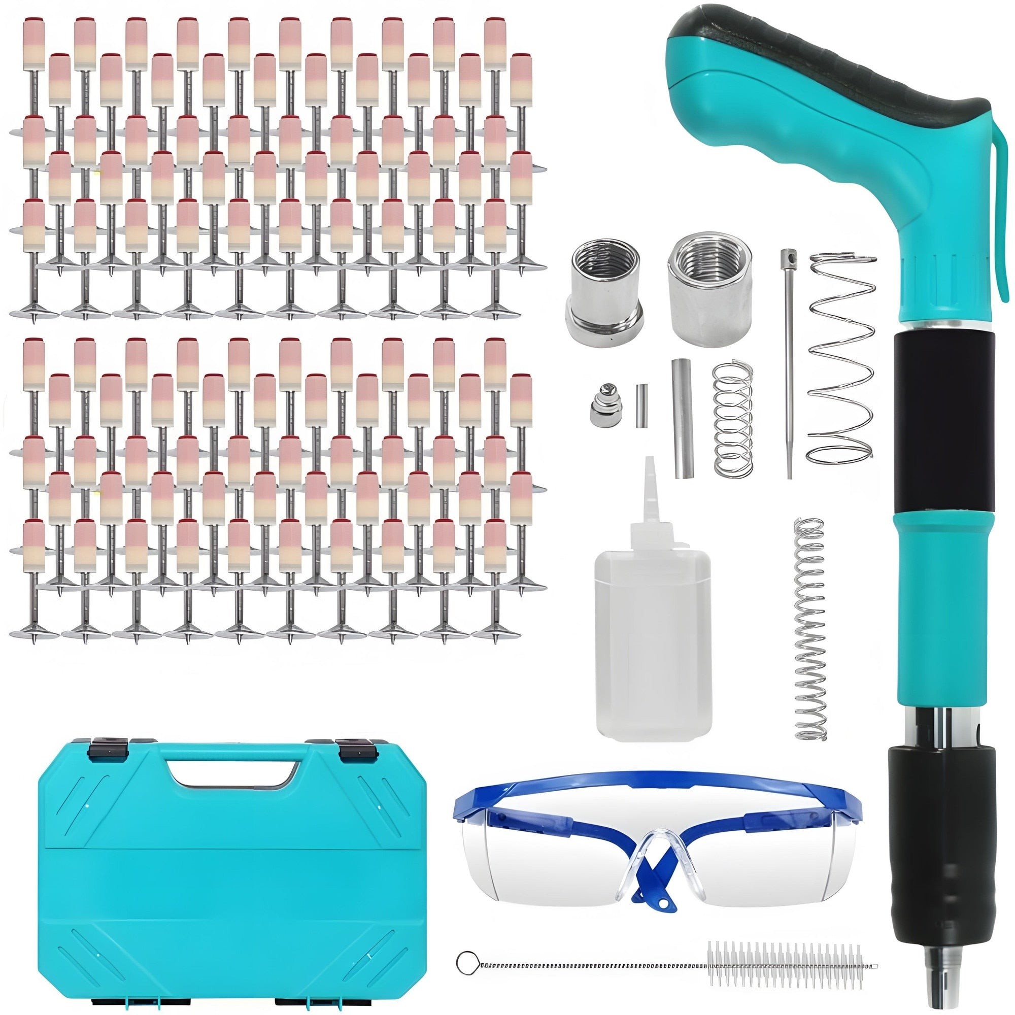 Kit Pistol Pneumatic Pentru Fixare Cuie Si Nituri | 30 cm | Calibru 7.3 mm | +100 Nituri 