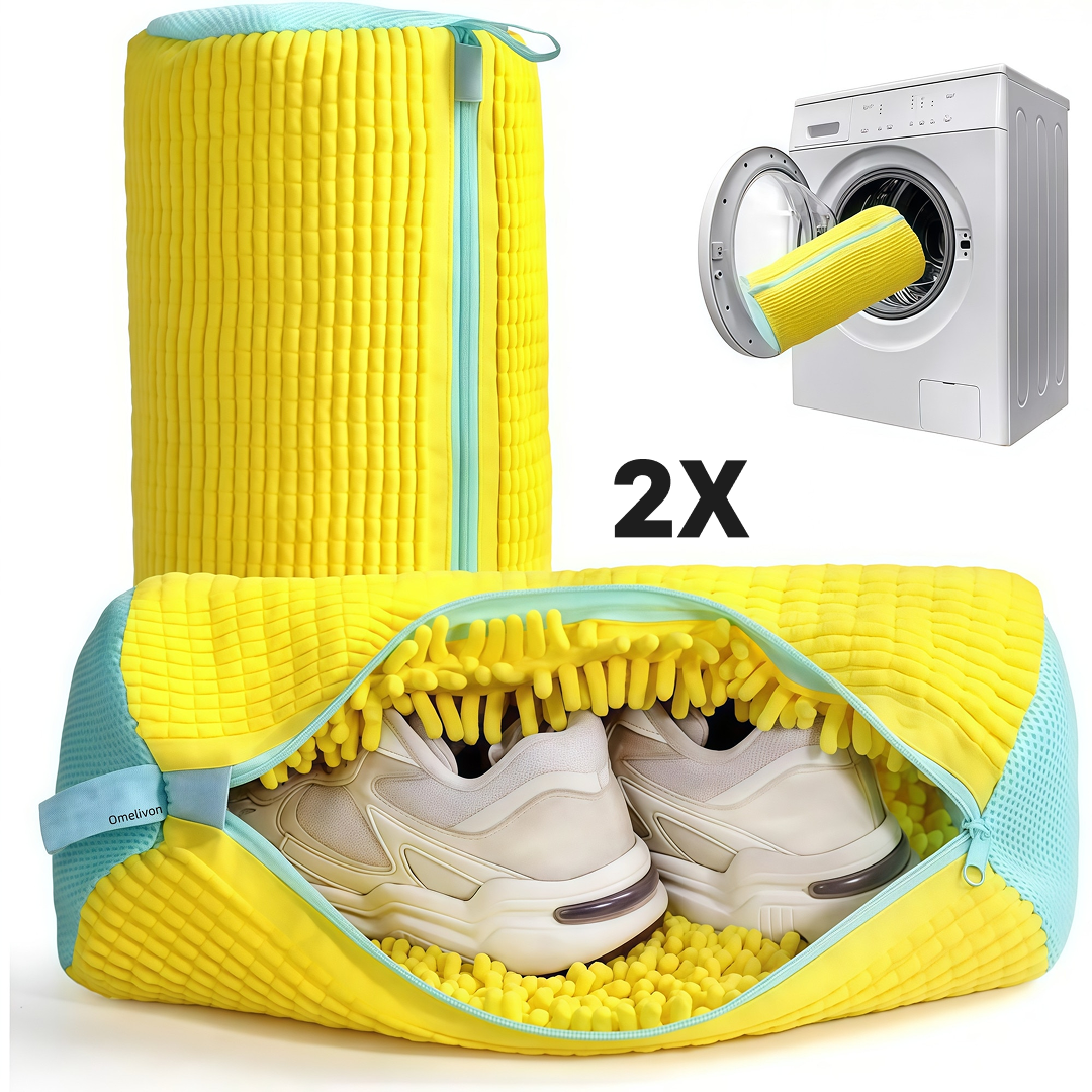 Set 2x Sac Spalat Pantofi 39x19 cm | Protectie Incaltaminte si Masina | Fermoar Rezistent | Galben