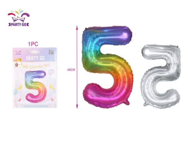 Balon aluminium,multicolor,cifra cinci,40CM,FB0824