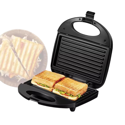 Grill Electric, 800 W, Placa Antiaderenta cu Dublu Strat, Maner Care Nu Se Incalzeste, Indicatori LED