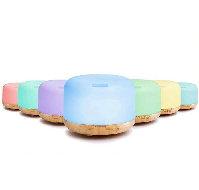 Difuzor aromaterapie cu ultrasunete, capacitate 300ml, LED 7 culori Aden