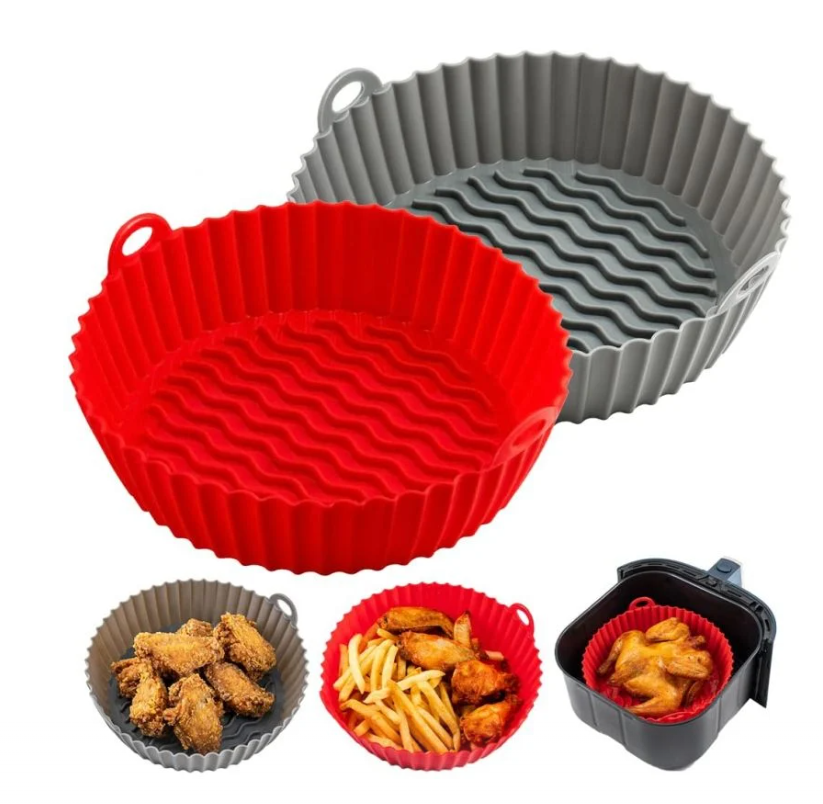 1 + 1 GRATIS - Tava silicon pentru Air Fryer friteuza, prajit, copt, multicolor