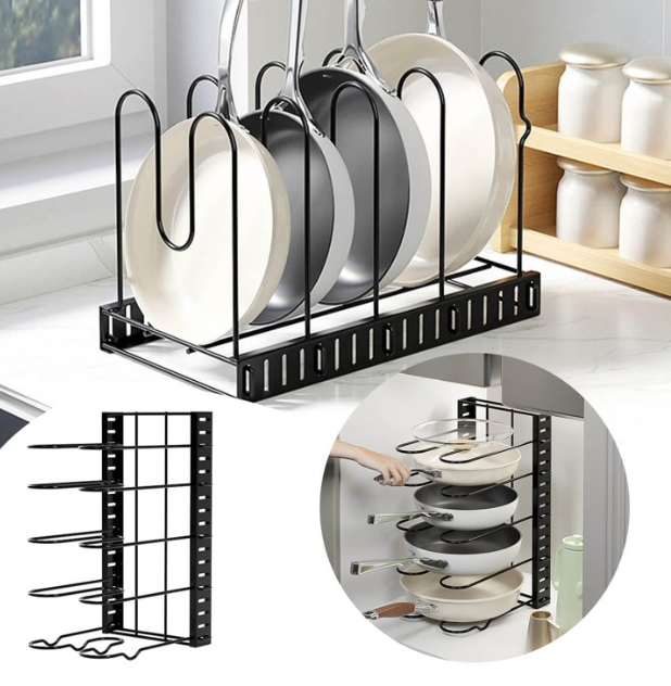 Suport organizator cu 5 rafturi pentru oale, tigai si capace