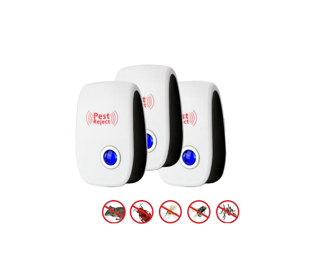Set 3x Dispozitiv Antidaunatori Ultrasonic | Pest Reject | Fara Chimicale | Priza 220V | Protectie 80mp | Lumina Veghe