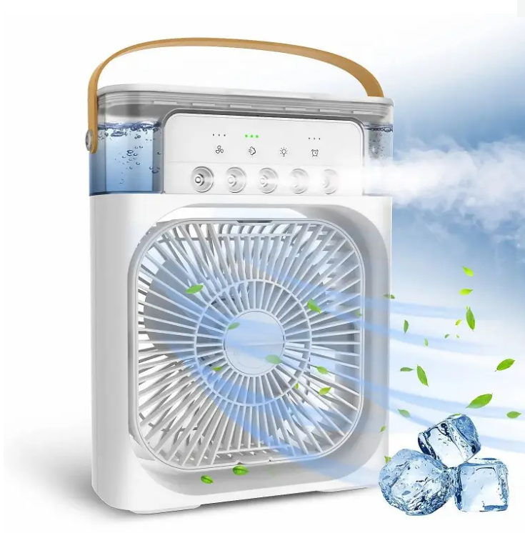 Ventilator portabil 3 in 1 - racorire, umidificare si iluminare in 7 culori
