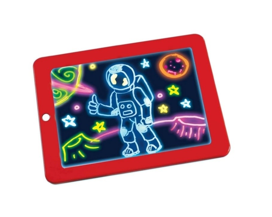 Tableta luminoasa pentru desenat, Magic Pad, carioci speciale si sabloane incluse, divertisment educativ Aden