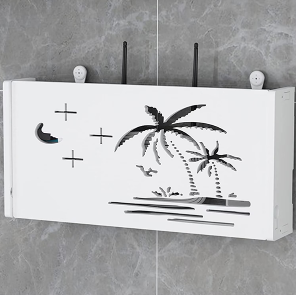 Suport router wireless pentru mascare fire si echipament WIFI, alb