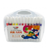 Set 24 de Markere acrilice, penar din plastic transparent inclus