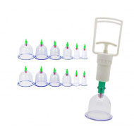 Set 12 Ventuze pentru Masaj, Pompa cu Vacuum, Functie Terapeutica, Transparente