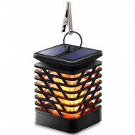 Lampa solara LED cu efect flacara, de exterior, cu suport si carlig de agatare