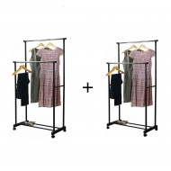 1 + 1 GRATIS Suport pentru umerase si haine, cu roti si inaltime reglabila