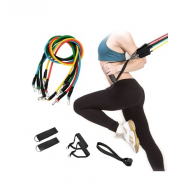 Sistem de antrenament fitness cu corzi extensibile, prinderi multiple, 11 piese