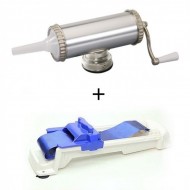 Aparat de umplut carnati, Orizontal, Inox, Capacitate 1.5 kg, 3 Palnii Incluse + aparat de rulat sarmale GRATUIT Aden
