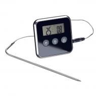 Termometru alimentar, digital, cu sonda, pentru carne, magnetic, sonda din otel, negru