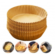 Set 50 hartii de copt pentru Air Fryer, Rotund, Maro