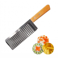 1 + 1 GRATIS - Feliator ondulat cu lama din inox si maner din lemn pentru feliat cascaval, cartofi si legume