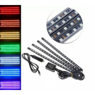 Lumina Ambientala auto Kit interior decorativ, 4 benzi autoadezive, LED RGB cu telecomanda