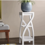 Etajera tip clepsidra cu 3 polite, 80 x 30 cm, alb, PVC