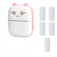 Mini imprimanta termica, de buzunar, HappyCat, conectare Andoid si iOS cu 5 role de hartie