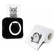  Pachet Mini imprimanta termica cu 1 rola hartie, Bluetooth, compatibila iOS/Android, imprimare APP, 1200 mAh 